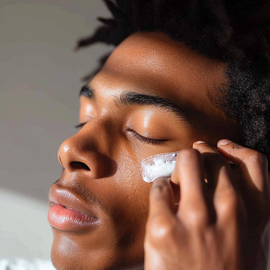 Handsome Young African Man applying a Moisturizer on his face